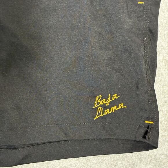 Baja Llama Men’s Swim Trunks Size Medium Black Yellow Trim Quick Dry - Picture 3 of 10
